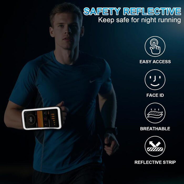 Спортивний браслет для телефону на руку - 2 в 1, підходить для iPhone 16/15/14/13 Pro Max, Huawei P50 Pro/P40, чорний