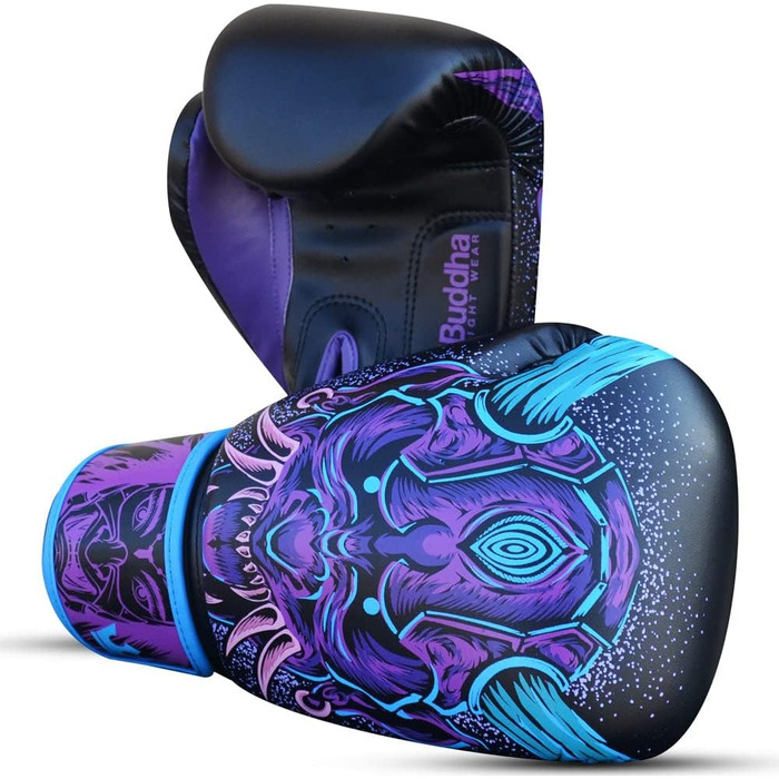 Боксерські рукавички BUDDHA FIGHT WEAR Fantasy Luzbel для Муай Тай та кікбоксингу, штучна шкіра, антимікробна підкладка, посилені шви, різні дизайни