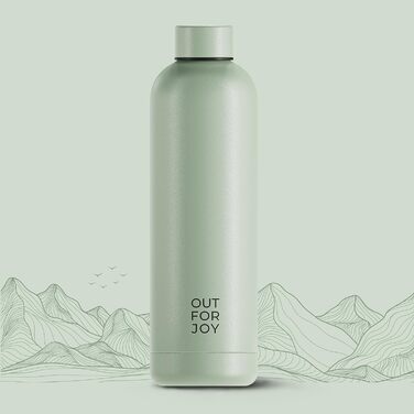 Термос-бутилка OUT FOR JOY 750 мл із нержавіючої сталі, герметична, BPA-free, для газованої води, зберігає тепло 12 годин і холод 24 години, для спорту, школи та активного відпочинку, зелена