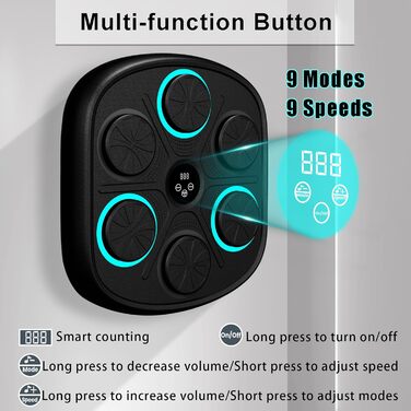 Музична боксерська машина з Bluetooth, настінний тренажер із боксерськими рукавичками, 9 режимів та швидкостей, подарунок для дорослих і дітей