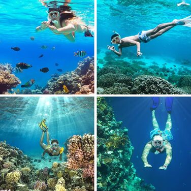 Набір для снорклінгу для дорослих: маска, трубка та ласти. Зручний, водонепроникний, з антизапітніюючим покриттям. Для плавання, снорклінгу та дайвінгу.