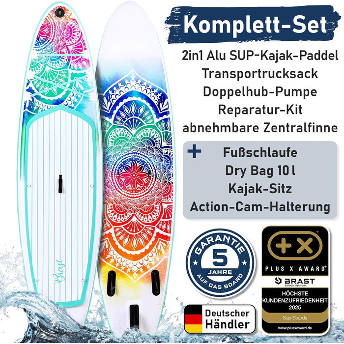 SUP дошка BRAST Lady Mandala 300 см: Набір для жінок (каяк-сидіння, камера, помпа, рюкзак)