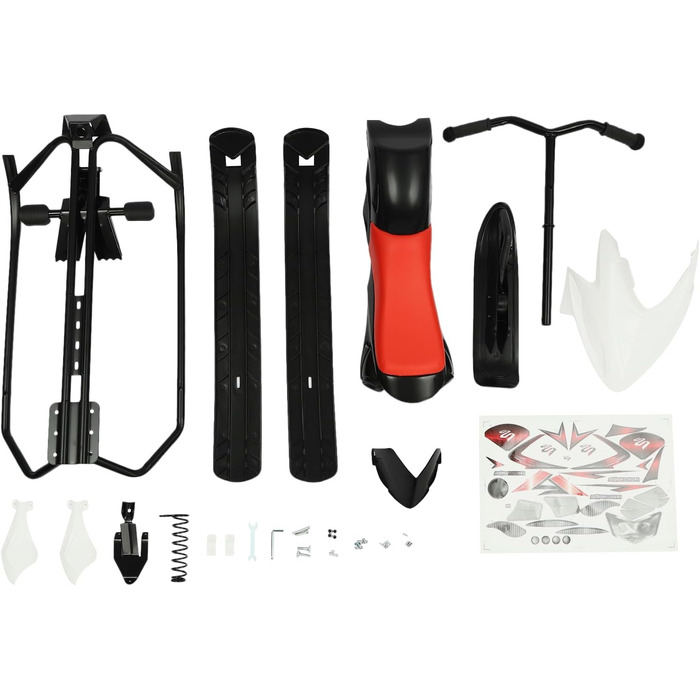 Слалом-санчата з гальмами та ручкою для дітей та дорослих, 80 кг, червоно-білі