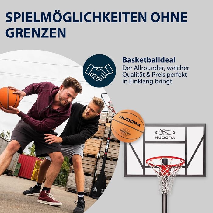 Баскетбольний м'яч Hudora 7, оранжевий, не надутий - для гри в приміщенні та на вулиці, з натурального каучуку, для дітей, підлітків та дорослих