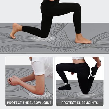 Килимок для йоги великого розміру 72'x36'x0.4' - комфортний, неслизький, для занять вдома, в спортзалі та в студії. Колір: Рожевий (Сірий)