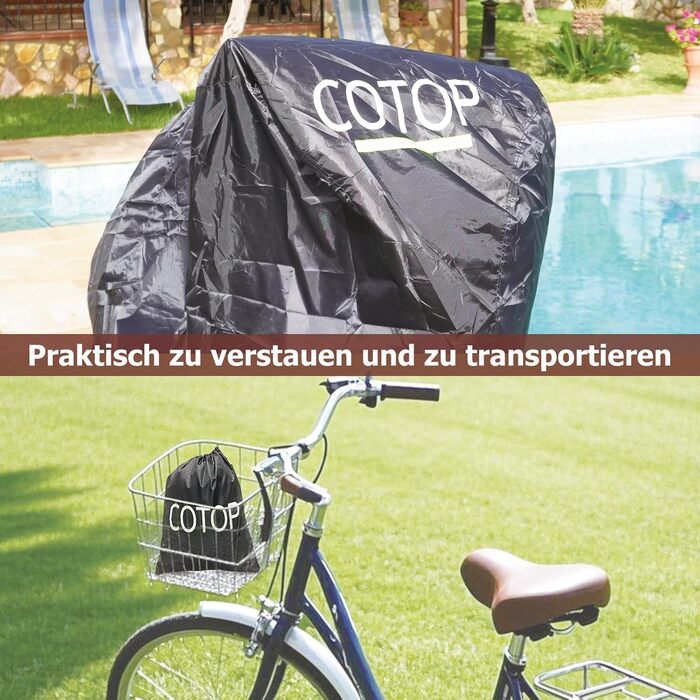 Водонепроникний чохол для велосипеда COTOP 210T Nylon, 200 x 80 x 110 cm, з захистом від крадіжок, для велосипедів, електровелосипедів та ролерів