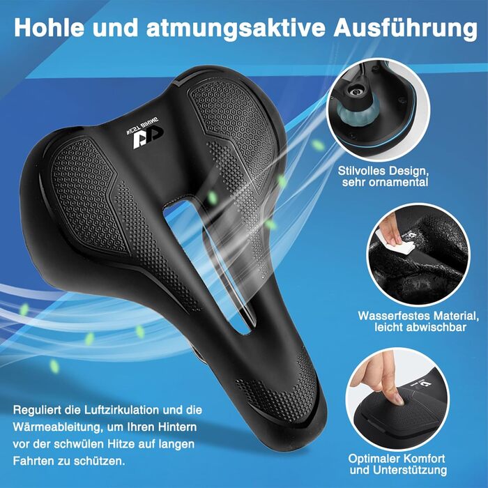 Deedlite велосипедне сідло Premium Universal Pro 3.0 – ортопедичне м'яке сідло з піною Memory Foam для комфортної безболісної їзди, універсальне для міських, трекінгових і гірських велосипедів