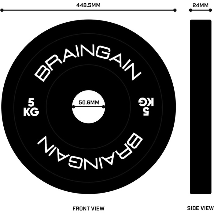 Пара олімпійських бамперних дисків BRAINGAIN 2×20 кг, гумові вагові млинці для силових тренувань та важкої атлетики