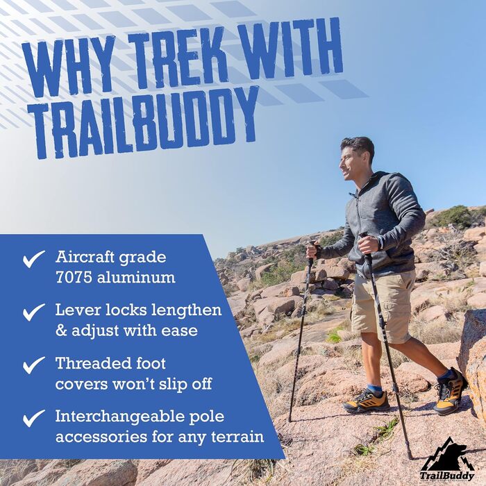 Трекінгові палиці TrailBuddy - Легкі, розкладні палиці для хайкінгу, сноушуінгу та бакпекінгу (пара) - фіолетовий/сливовий, алюміній 7075, ручка з корку