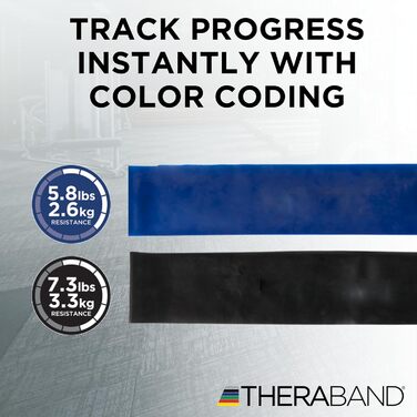 Еспандер гумовий TheraBand 1.5м для фітнесу та реабілітації (синій/чорний, латекс)