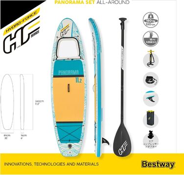 Надувне SUP Bestway Hydro-Force: комплект з насосом, сумкою та вікном, різні розміри