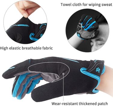 Велосипедні рукавички Vofinger для чоловіків та жінок, MTB, сенсорний екран, синій (S)