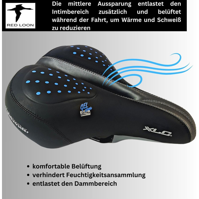 Сідло для велосипеда чоловіче, гелеве - Red Loon Globetrotter - для Citybike, комфортне, з водонепроникною кришкою, 245x225мм