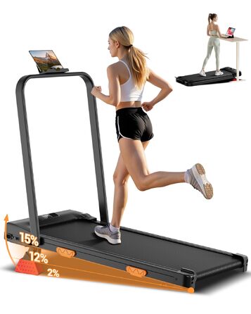 Бігова доріжка для дому складана Laufband, з кутом нахилу 15%, Walking Pad до 159 кг, надтихий мотор