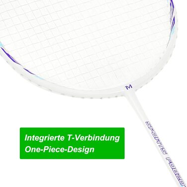 Набір для бадмінтона з 2 графітовими ракетками - зносостійкий дизайн - комплект для дорослих. Включає: воланчики, обмотка для ручки, сумка для ракеток. Колір: світло-фіолетовий + чорний