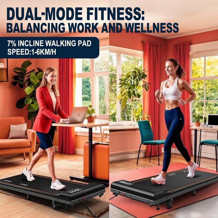 Бігова доріжка для дому Walking Pad з LED-дисплеєм, 2-в-1 для ходьби та бігу, пульт ДК, мотор 2.25HP, швидкість 1-6 км/год, гарантія 2 роки