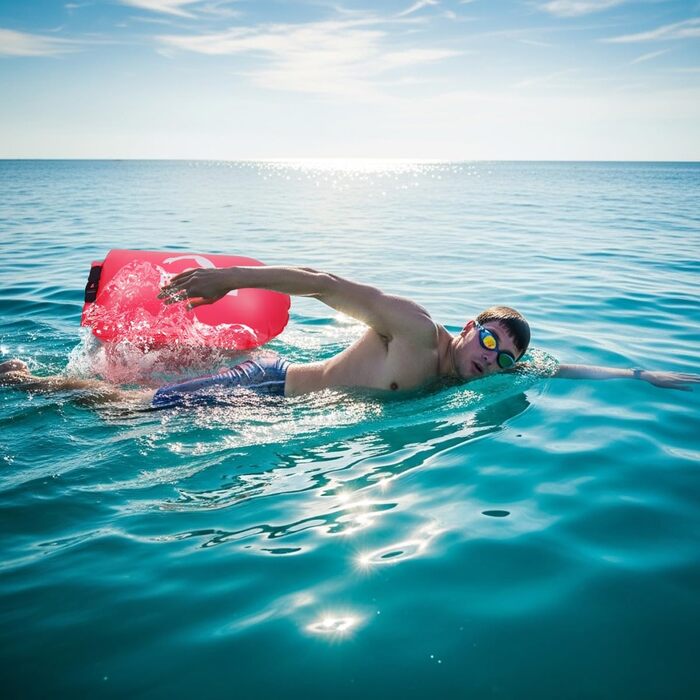 Буя для плавання Schleppschwimmer 28L, сигнальний, для відкритих вод, триатлону, водонепроникний Dry Bag, рожевий