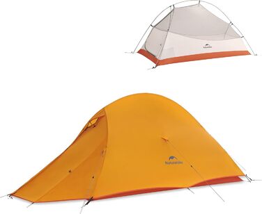 Намет Naturehike Cloud Up Pro для 1 особи: легкий, куполоподібний, водонепроникний, для кемпінгу та трекінгу (Orange 210T)