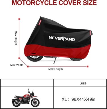 Накладна для мотоцикла Neverland - водонепроникна, зимостійка, 210D, 245x105x125 см