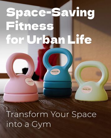 Регульована гиря kure.fit 5-12 фунтів з тканинним фітнес-резинкою для дому, силових тренувань та схуднення, для початківців і жінок