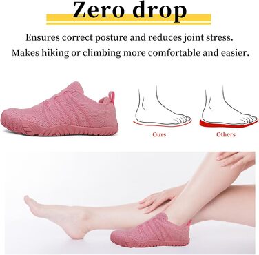 Босі кросівки для жінок та чоловіків: широкі, легкі, дихаючі, з підошвою Zero-Drop, для трейлу, фітнесу, бігу по вулицях. Унісекс, розміри 36-46 EU, колір рожевий