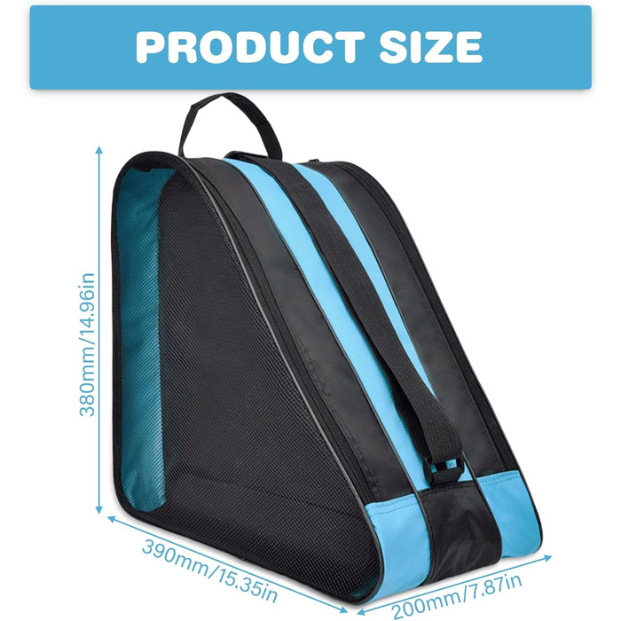 Сумка для роликових ковзанів та ковзанів, блакитна, універсальна (жіноча, чоловіча, дитяча)
