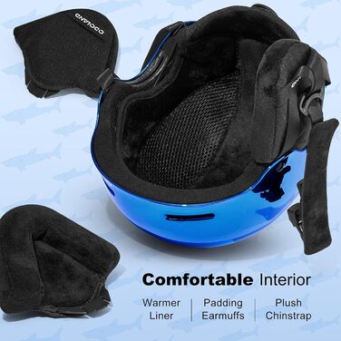 Дитячий гірськолижний шолом та маска Odoland, гірськолижний шолом для хлопчиків та дівчаток, регульований, з міцною PC-оболонкою та EPS-піною, дзеркальне скло (S (54-56 см))