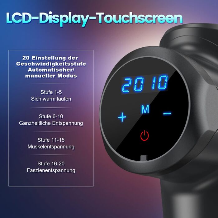 Масажер для м'язів, пістолет для масажу Deep Tissue, електричний масажер для рук, для спортсменів, бездротовий, 20 режимів, Wattne W2