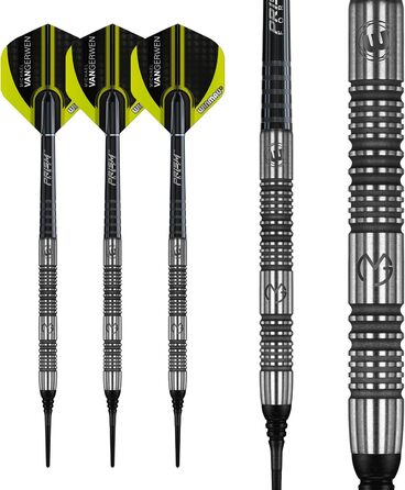 Дартс набір WINMAU Michael Van Gerwen MvG Authentic 22г, професійний, вольфрамовий, Softip, з оперенням і стрижнями