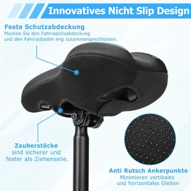 Подушка на сидіння велосипеда для чоловіків та жінок, потовщена та м'яка, комфортний чохол на сидіння велосипеда, велосипедний сидіння з подушкою для шосе, гірського велосипеда, електровелосипеда, тренажера C1, блакитний, вузький