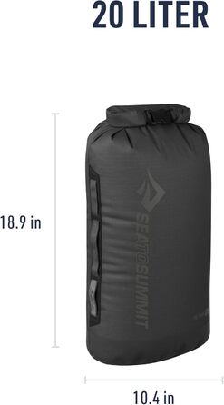 Водонепроникний мішок Sea to Summit Big River 20L - чорний, для падування, міцний, з ручками та кільцем