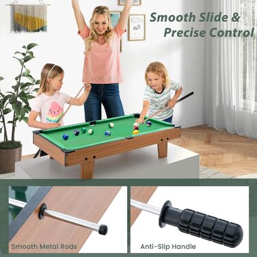 HOMASIS 4-в-1 ігровий стіл, з аксесуарами: кікер, тенісний стіл, більярд, хокей. Підходить для барів, вечірок, ігрових кімнат, дітей та дорослих