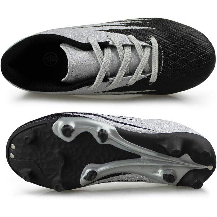 Футбольні бутси Hawkwell для дітей на тверду поверхню, чорно-срібні, 27 EU