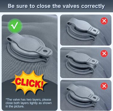 Надувний килимок для кемпінгу з інтегрованим насосом, 12.7 см, з подушкою, компактний для подорожей, туризму та відпочинку на природі (Оранжево-Чорний)