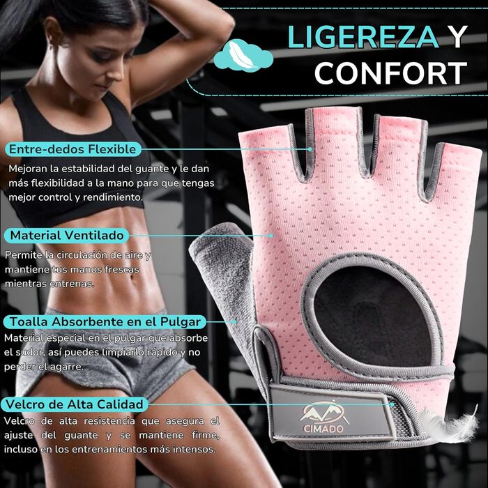 Фитнес рукавички для жінок та чоловіків, дихаючі, нековзні, з підкладкою. Рожевий колір