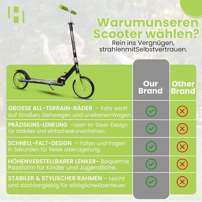 Дитячий трюковий самокат Habib Kickroller – складний, регульована висота, великі колеса, до 80 кг, для міста