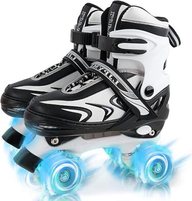 Ролики дитячі регульовані Duzskj для хлопчиків та дівчаток, 4 розміри, чорно-білі