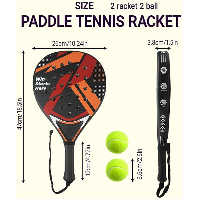 Набір для пляжного тенісу (2 ракетки) Padelschläger ABS/EVA, з м'ячами та сумкою для перенесення - для дорослих, чорно-червоний