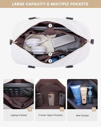 Спортивна сумка LOVEVOOK для жінок з відділенням для взуття, ручна поклажа, дорожня сумка, сумка для вихідних, містка для спортзалу, пляжу, подорожей, пологів (L-2шт, Бежевий, Чорний)