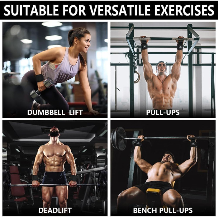 Набори для тяги Flintronic Power: 2 шт., для бодібілдингу, з неопреном 8 мм та бавовною, для силових тренувань та важкої атлетики (чорний)