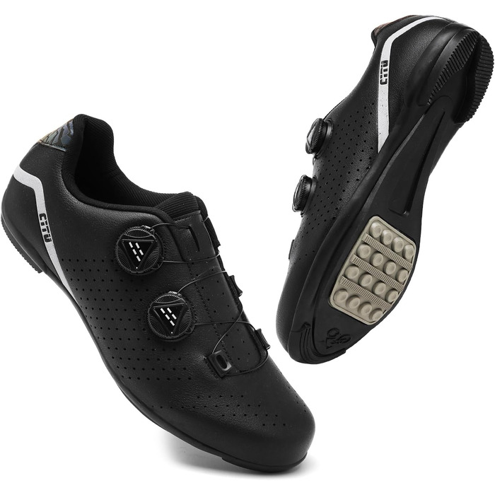 Велосипедні шкарпетки для їзди по дорозі та MTB, дихаючі, без шнурів, з ротаційним шнурувальним механізмом, білі (38 EU, чорний)