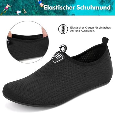 Шкарпетки для плавання та водних видів спорту Sixspace: чоловічі та жіночі, швидковисихаючі, з неопрену, розмір 34-47, чорний