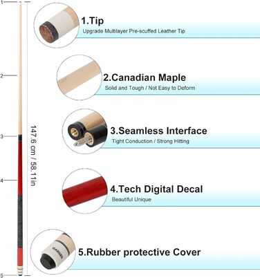 Набір більярдних київ GARSEN (4 шт.) - набір різних кольорів, довжина 147,3 см
