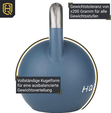 Професійна гиря HQ Germany 12 кг, неіржавна сталь, з неслизьким покриттям, ±200 г, зручна ручка