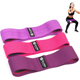 Фітнес-гумки ELVIRE SPORT (3 шт.) - тренувальні гумки для стегон, сідниць та ніг | Гумки для йоги, пілатесу, кросфіту | Для чоловіків та жінок, рожевий та фіолетовий