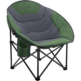 Крісло для кемпінгу Skandika Moonchair Sirkka | Зручне, складне, з кишенею-холодильником, тримачем для напоїв, ручкою та сумкою, антиковзні ніжки, до 150 кг, зелено-сіре