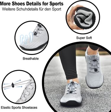 Geweo Взуття для пішохідної ходьби без шкарпеток: зручні кросівки для жінок та чоловіків з широкою передньою частиною, легкі спортивні кросівки для фітнесу, джогінгу, трейлу, хандрі, подорожей. Zero-Drop підошва, унісекс, розміри 37-47 EU (45 EU широка, с