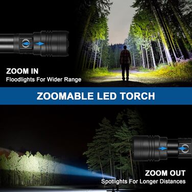 Ліхтар налобний LED USB-C, 500000 люмен, тактичний, 5 режимів, водонепроникний IPX7, для кемпінгу та відпочинку на природі