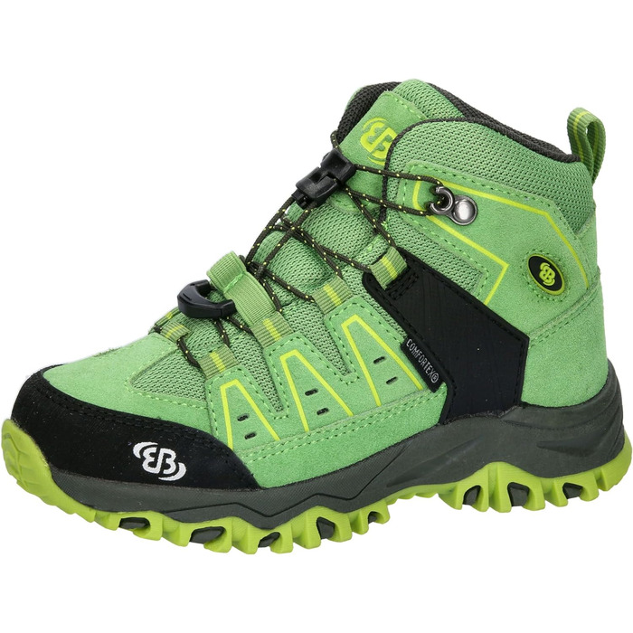 Дитячі трекінгові черевики Brütting Mount Pinos High, 39 EU, зелено-чорні, лимонні акценти