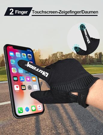 Велосипедні рукавички KUTOOK: антиковзаючі, амортизуючі, з підтримкою сенсорного екрану. Ідеально для MTB, шосе, гонок, даунхілу та хайкінгу (Чорний, L)